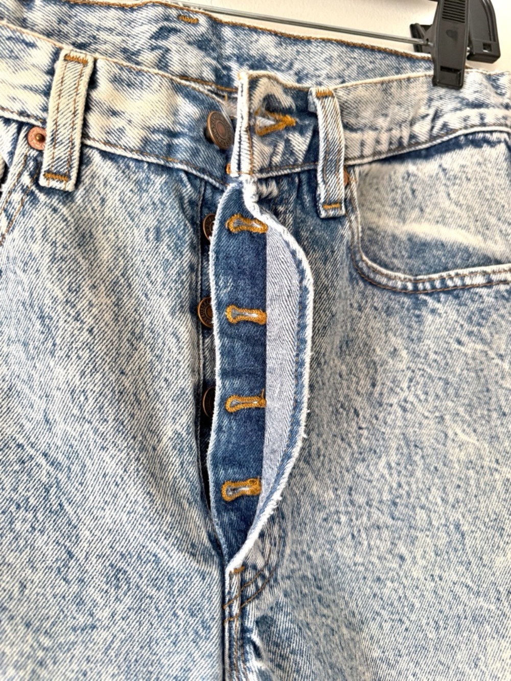 VTG 90s Levi's 501 Acid Wash Jeans Straight Leg High Rise Button Fly USA Sz 31 - Picture 5 of 16